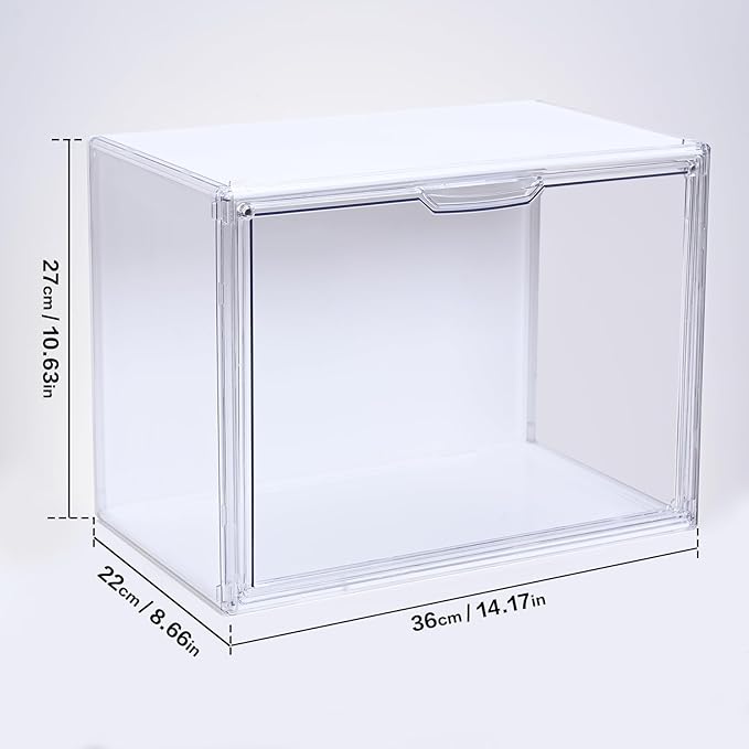GUDEMAY Clear Showcase with Light, Stackable Acrylic Display Case for Collectibles, Figures, Shoes, Toys & Jewelry, Dustproof Storage Box - Support Voice Control Lighting