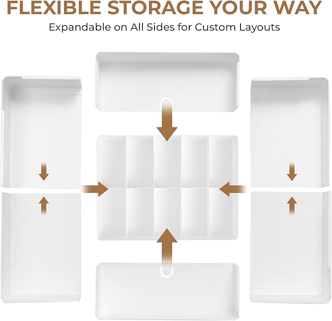 Expandable Drawer Organizer, 14-Grid Storage Box for Underwear, Bras, Socks