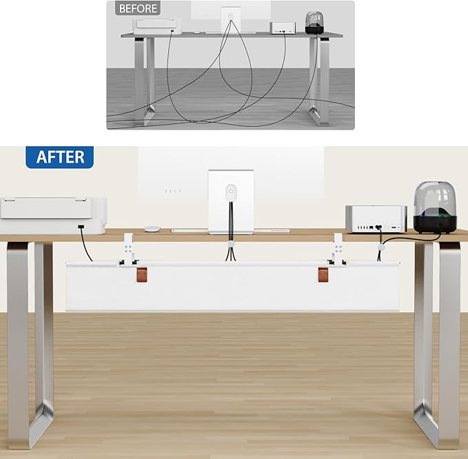 Large Cable Management Under Desk 40" No Drill Desk Cable Management Clamp/Screw