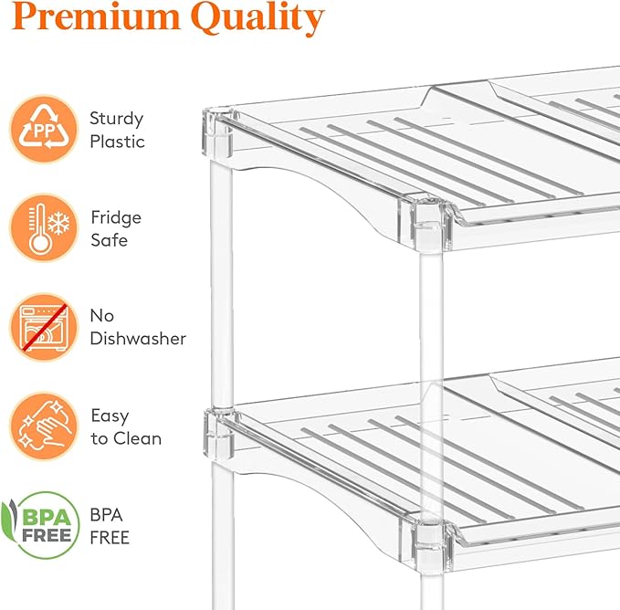 Stackable Bottle Storage Organizer, 4Tier Hold 12