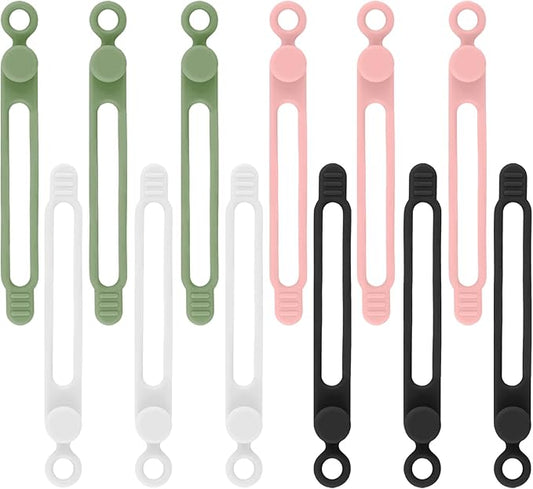 12Pcs Silicone Cable Ties, Reusable Cable Organizer