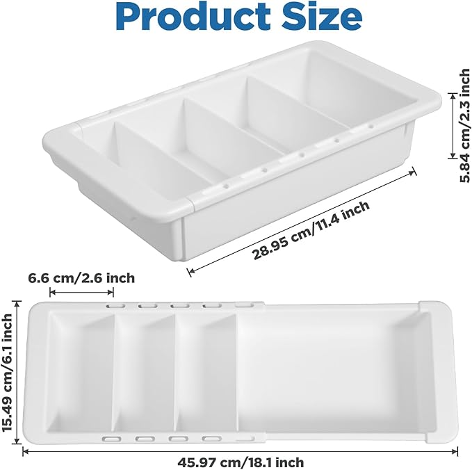 2pcs Drawer Organizer Expandable with Insert Adjustable Drawer Storage Tray Desktop Drawers Dividers to Organize and Store desk drawers organizer tray for Bathroom Office Kitchen