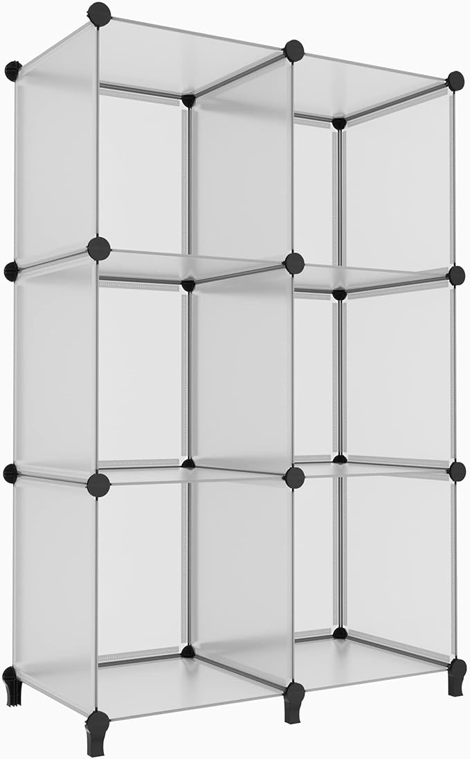6 Light Grey Cube Storage Organizer, Modular Storage Shelf with Hammer