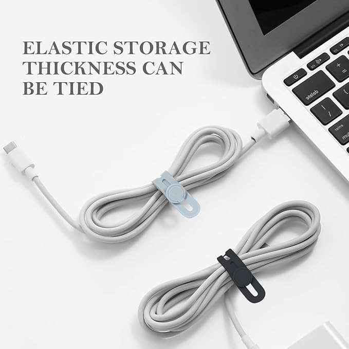 Donruby 30Pcs Silicone Cable Ties - Reusable & Washable with Adjustable Locking Buckles, High Elasticity Cable Management Straps for Home, Office, School, Travel Essential Cord Organizer (6 Colors)
