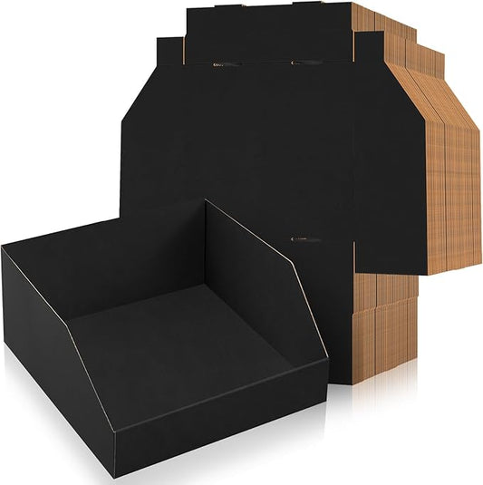 30 Pack 12 x 8 x 4.5 Inches Cardboard Storage Bins Open Top Bin Boxes Black