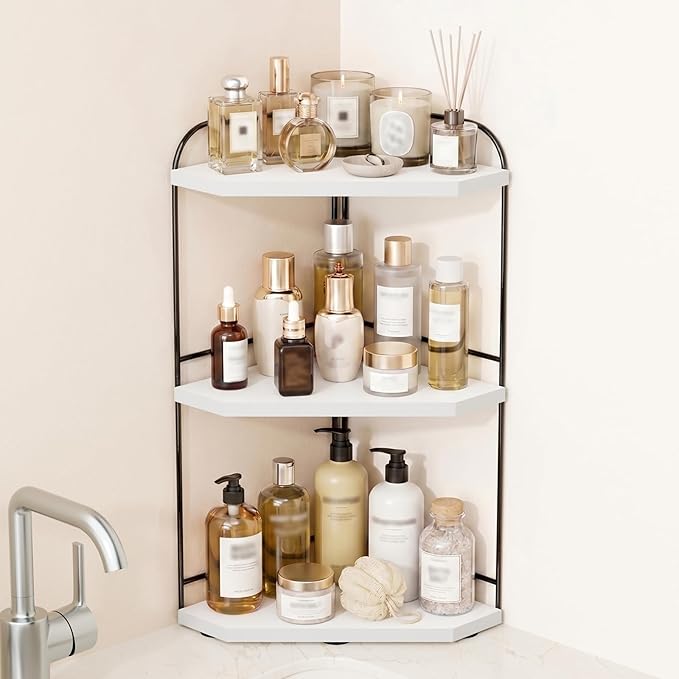 Corner Bathroom Counter Organizer, White