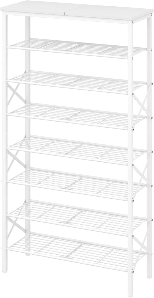 YATINEY 8 Tier Shoe Rack, Shoe Storage Organizer, Large Capacity Shoe Shelf Holds 32 Pairs of Shoes, Sturdy and Stable, for Entryway, Hallway, Closet, Dorm Room, White SS08WW