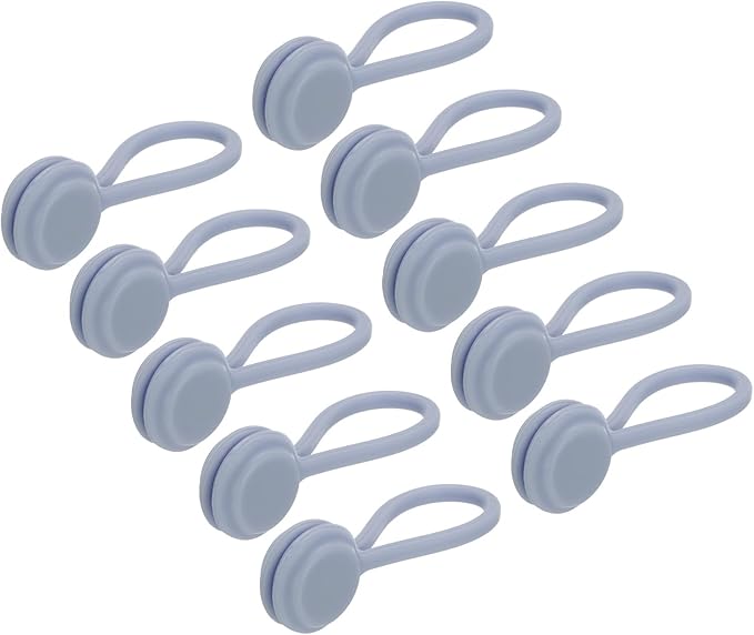MECCANIXITY Magnetic Cable Clips 4.3 Inch x 0.6 Inch Gray Magnetic Cord Organizer Cable Ties Reusable Twist Ties for Home, Kitchen, Office, 10 Pcs