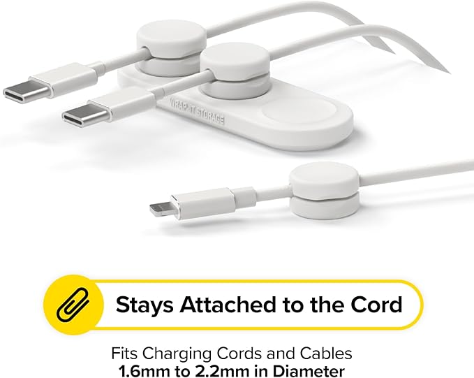 Wrap-It Storage MagnaDock Magnetic Cable Holder - 2-Pack (White) - Adhesive Cable Clips Cord Organizer Desktop Cord Holder for Nightstand Desk Cable Management