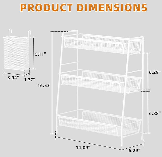 3-Tier Bathroom Organizer Countertop, White