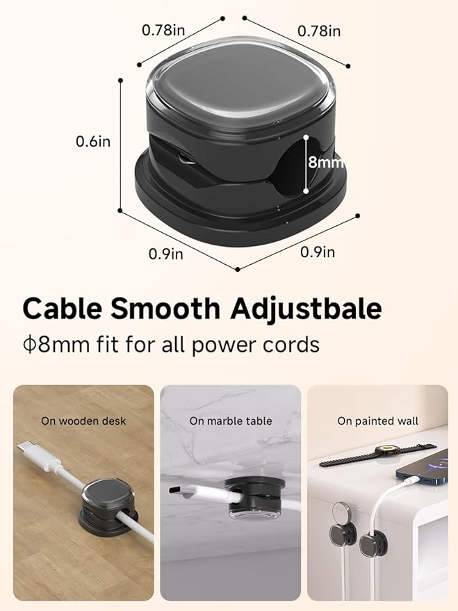 Magnetic Cable Clips, Adjustable Cord Holder Management, 9-PCS Black