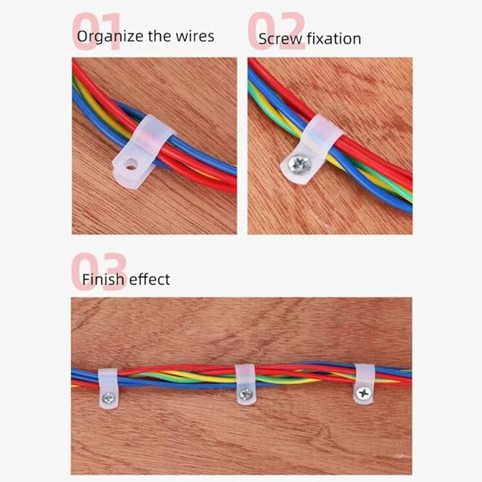 50 Pcs 1 Inch R-Type Nylon Cable Clamp，White 1" Plastic Wire Clips Fasteners Assortment for Wire Management