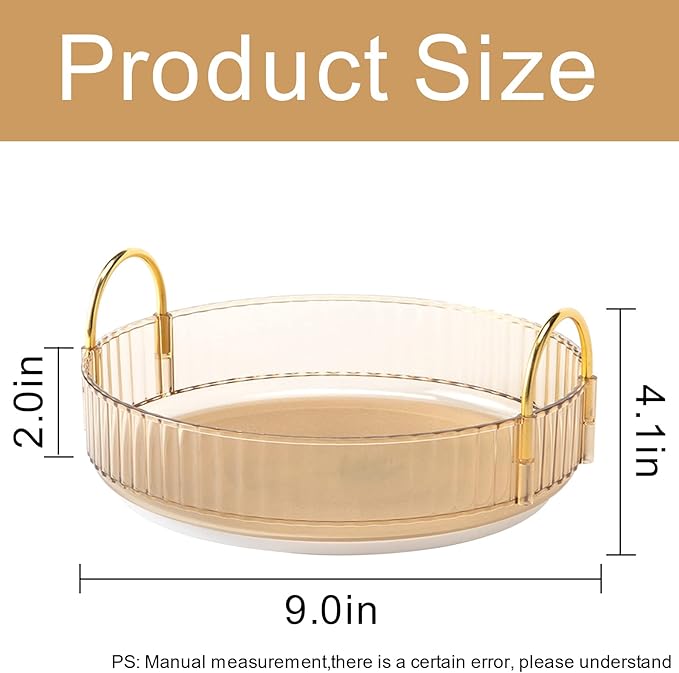 INVSSENE 360° Rotating Makeup Organizer, Bathroom Make Up Spinning Holder Rack, Large Capacity Cosmetics Storage Vanity Shelf Countertop, Fits Cosmetics, Perfume, Skincare, Lipsticks(1 Tier, Yellow)