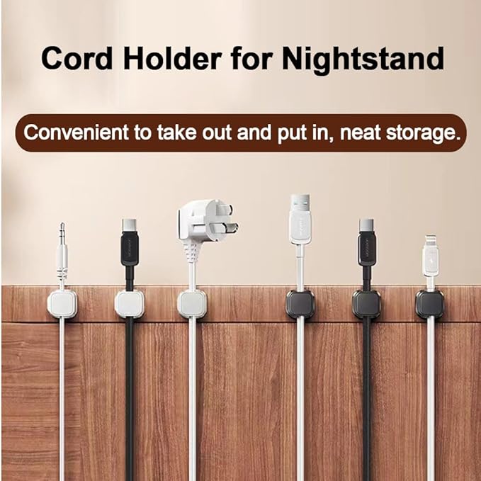 12 Pack Cord Organizer Holder, Office Desk Accessories Desk Cable Management Magnetic Easy Open,Organize Phone Charging Cords Wire Holder Organizer Neatly for Office Car Desk Nightstand(Black)