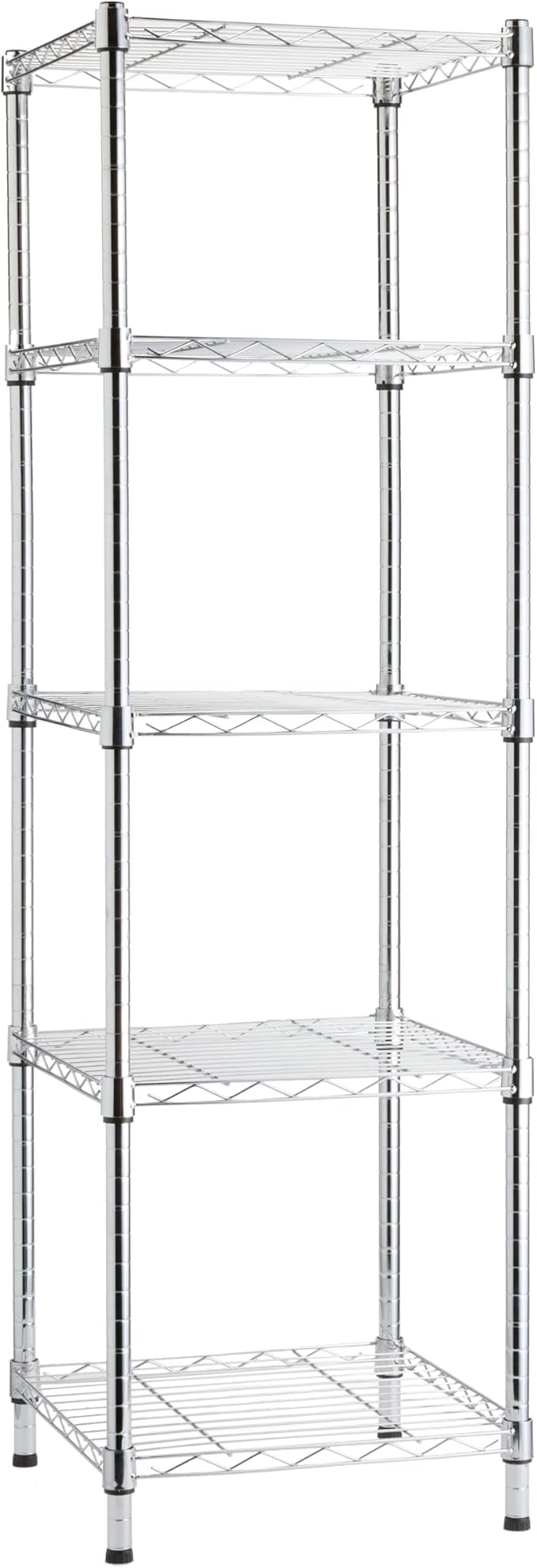 Amazon Basics 5-Shelf Tower Adjustable Storage Shelving Unit, Chrome