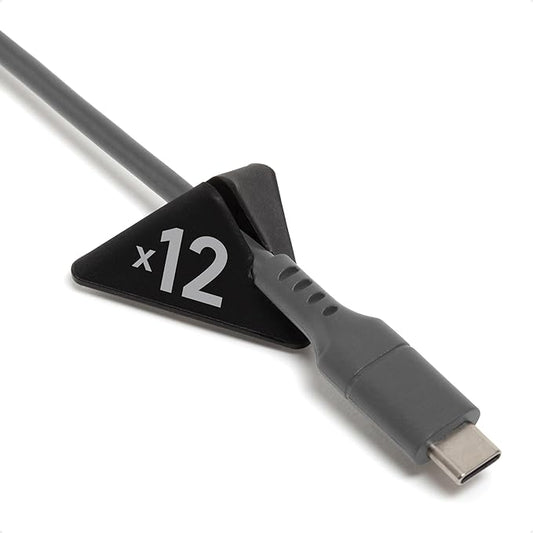 U Brands Black Silicone Pyramid Cable Clips 12 Pack, Adhesive Cord Organizer