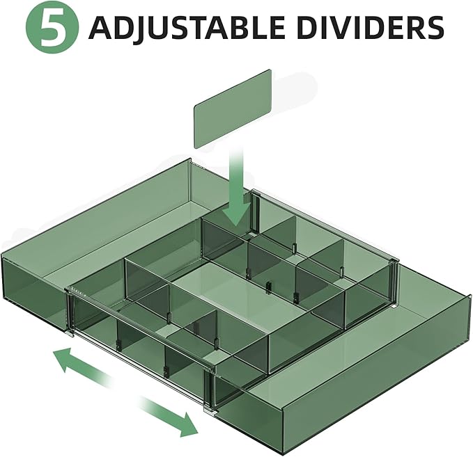 Expandable Desk Drawer Organizer, Clear Green