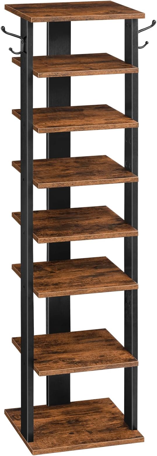 8 Tiers Vertical Shoe Rack, Rustic Brown BF07XJ01G1