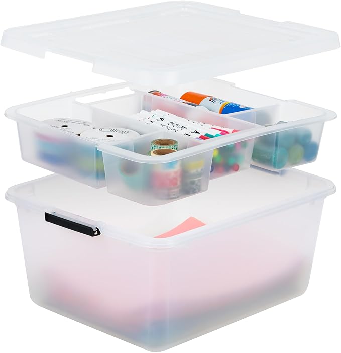 USA 18 QT Clear Storage Organizer with Removable Dividers