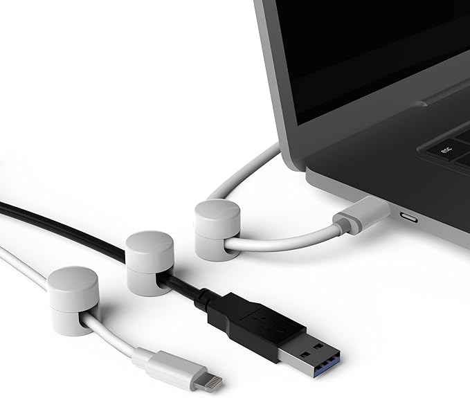 Cable Anchors for Desk Organization White, Premium Aluminum Cord Organizers