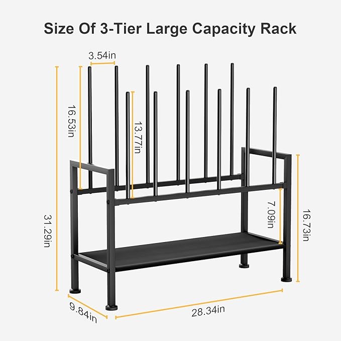 DIMJ Free Standing Shoe Racks - 3-Tier Boot Rack, Black Metal Boot Storage Organizer Tall Boots Organizer for Closet, Shoe Rack for Boots, Sneakers,Fit for 12 Pairs Boots, 2-Pack, Black