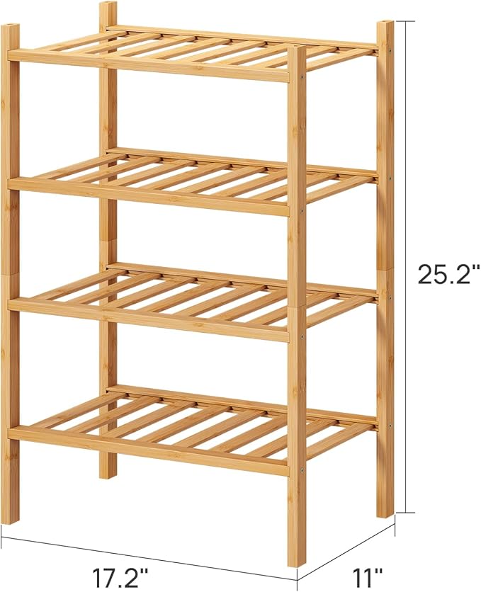viewcare Small Shoe Rack, 6-Tier Shoe Shelf for Entryway, Bamboo Wood Shoe Rack for Closet & Hallway, Long 17.2IN | Beautiful | Functional | Sturdy | Durable
