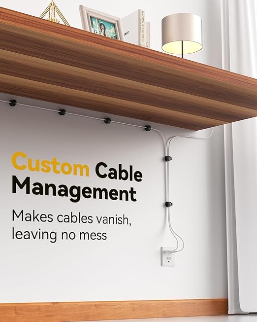 INCHOR Rotatable Cord Organizer 6Pack, Spring Cable Clips With Clasp Lock, No-Residue Adhesive Cable Organizer, Cord Holder for Nightstand Car Home Office (Black)