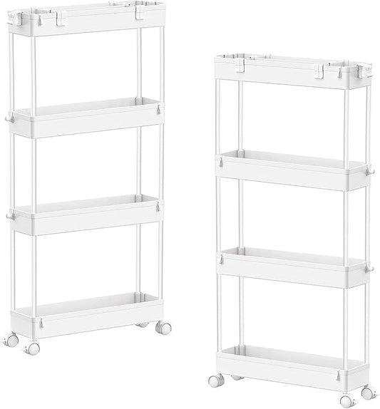 SPACELEAD 2-piece Set Slim Storage Cart 3 Tier,Bathroom Organizer Rolling Utility,Mobile Shelving Unit Slide Out for Office, Kitchen, Laundry Room & Narrow Places