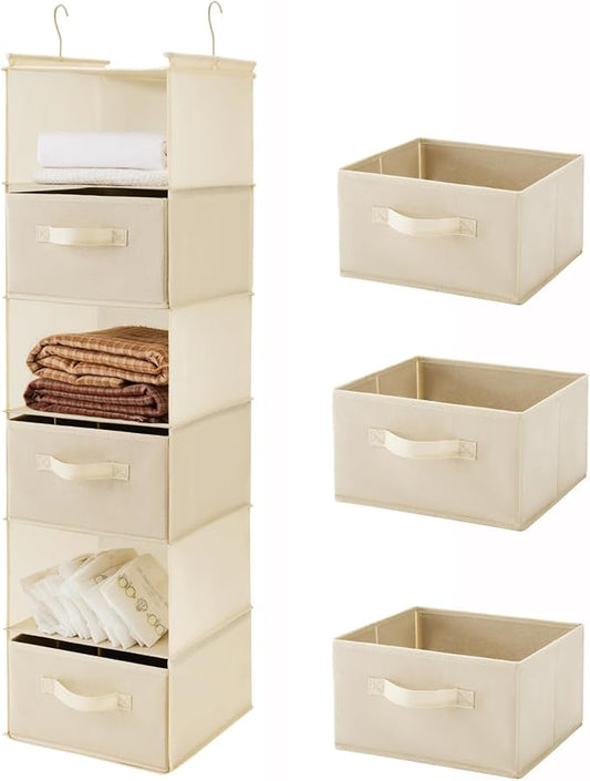 Houser 6 Tier Shelf Hanging Closet Organizer, Beige-D3