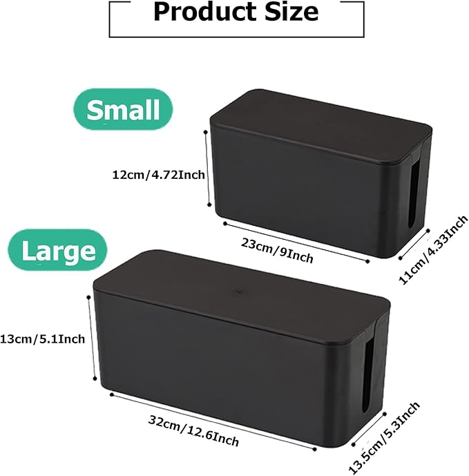 Cable Management Box,Cord Organizer Box for Home and Office System to Cover and Hide, Power Strips, Cords,Surge Protector (Small, White)