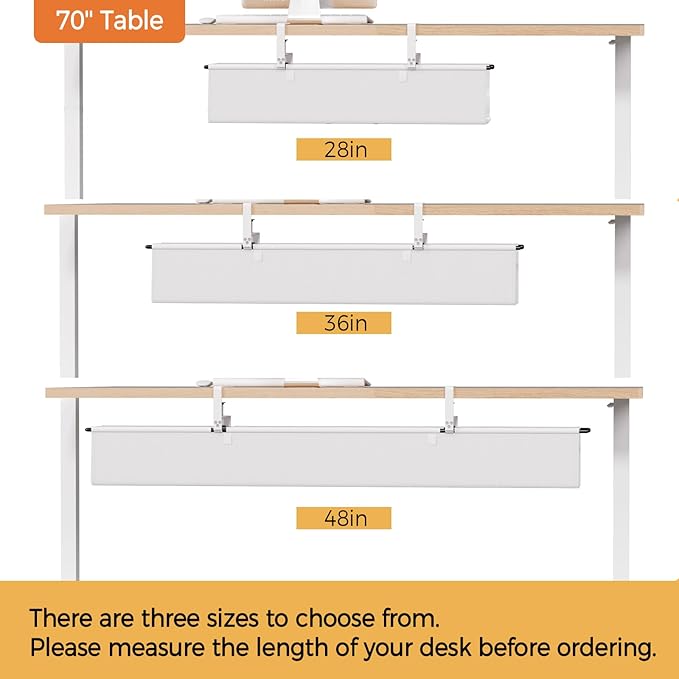 Under Desk Cable Management Tray - 36" Cord Organizer for Desk No Drill, Fabric Under Table Wire Organizer with 16X Cable Ties Hide for Office/Home, Cord Hider Fits Adapters & Sockets, White