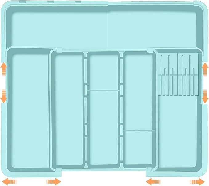 Utensil Drawer Organizer for Kitchen, Turquoise