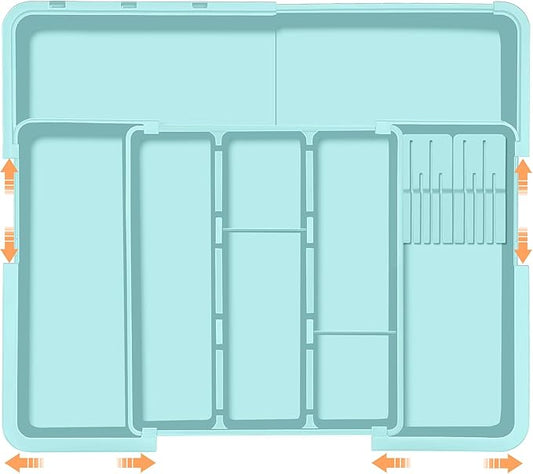 Utensil Drawer Organizer for Kitchen, Turquoise