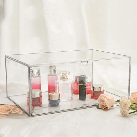 Vintage Glass Box with Lid, Silver, X-Extra Large