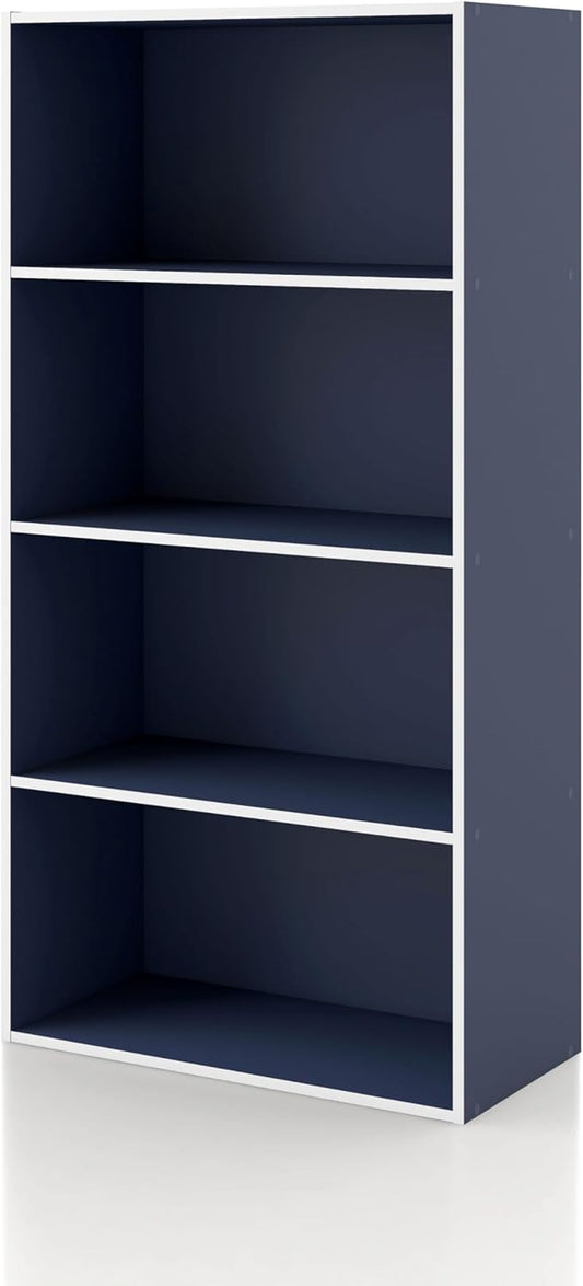 Homes, Inside + Out Apexa 4-Tier Cube Storage Organizer Shelves, Steel Blue