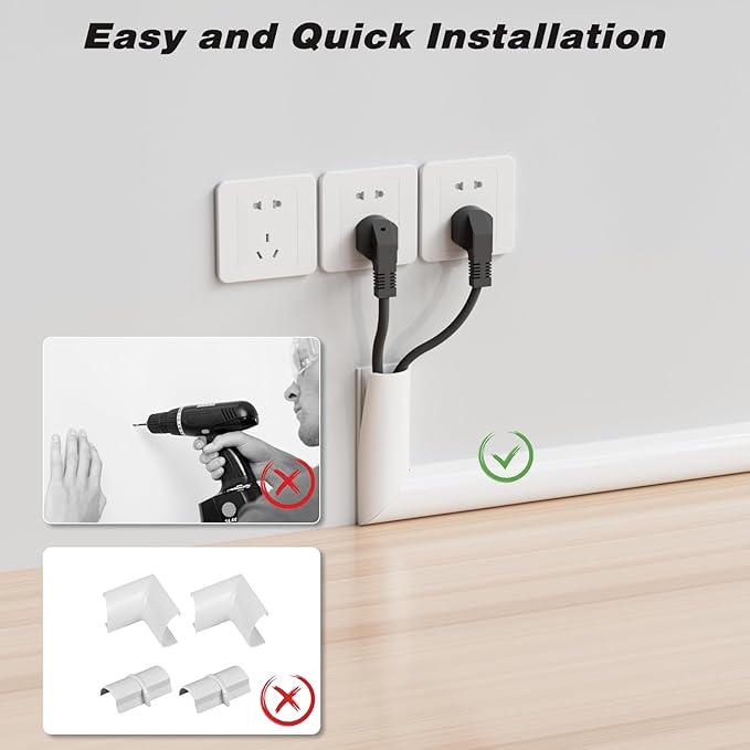 78" Silicone Cord Hider for Wall Mount TV,Large Self-Adhesive Cable Hider for 2-3 Cords,Cable Management Under Desk,Cord Organizer,Cable Raceway Home & Office Trim,Cord Concealer Channel,White