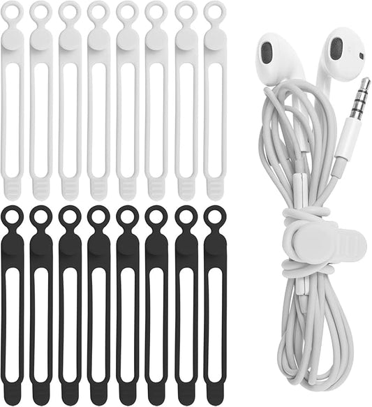 16Pcs 4.2" Silicone Cable Ties Cord Organizer for Cable Management