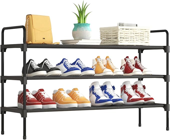Kitsure Shoe Rack for Closet, Sturdy and Long-Lasting Shoe Shelf, Shoe Rack for Entryway, Personalized DIY Shoe Organizer, Shoe Rack Organizer for Space-Saving, 36.2" x 11.8" x 23.6", Black