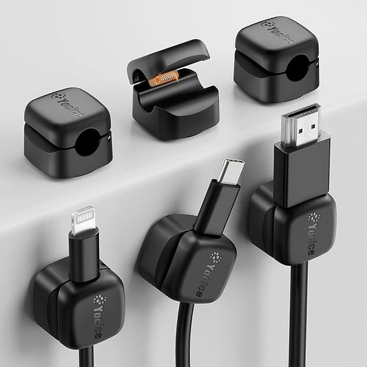 6Pack Rotatable Cord Organizer, Black