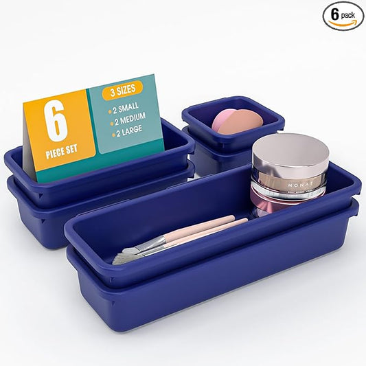 6 PCS Drawer Organizer Set, Navy