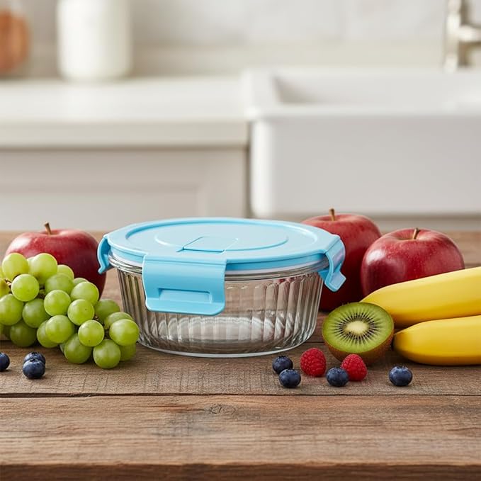 Small Round Glass Food Storage Containers with Lids
