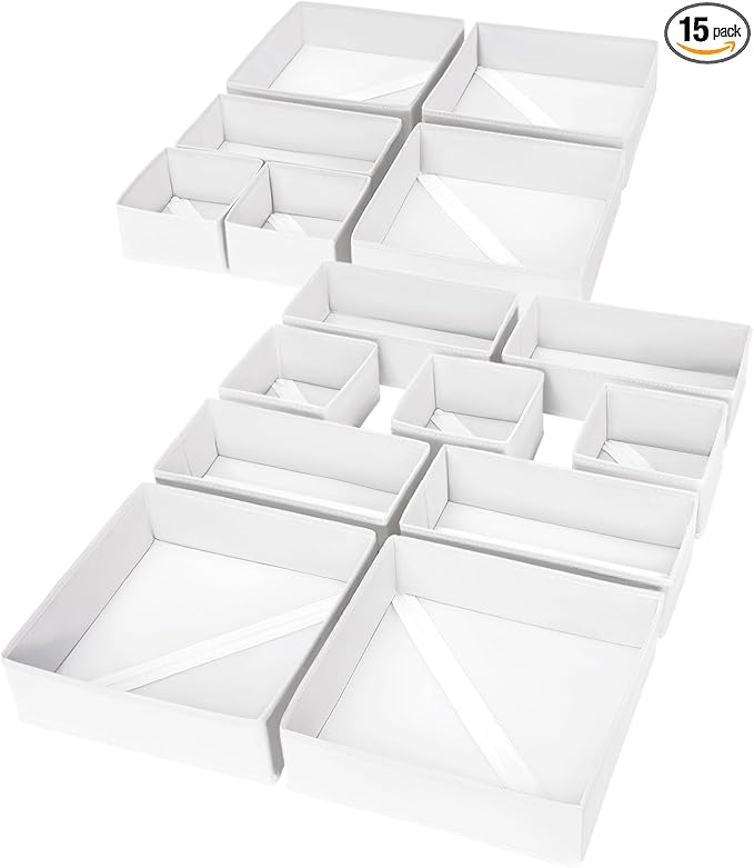 Drawer Organizer Clothes, 15 Pack Fabric Drawer Organizer Bins
