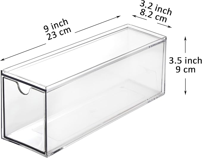 Youngever 3 Drawers Plastic Kitchen Pantry Stackable Storage Organizer, Plastic Tea Packet Organizers, Stackable Tea Bag Holder, 9" x 3" x 3.5" (Pack of 2)