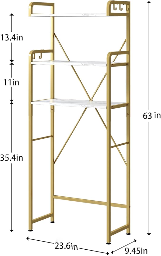 Over The Toilet Storage Rack with 3-Tier Shelves, Space Saver Toilet Shelf