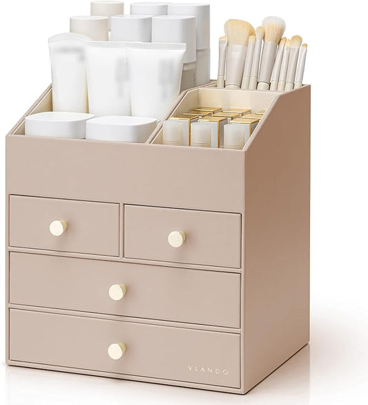 Makeup Organizer Countertop, Bedroom-Toffee