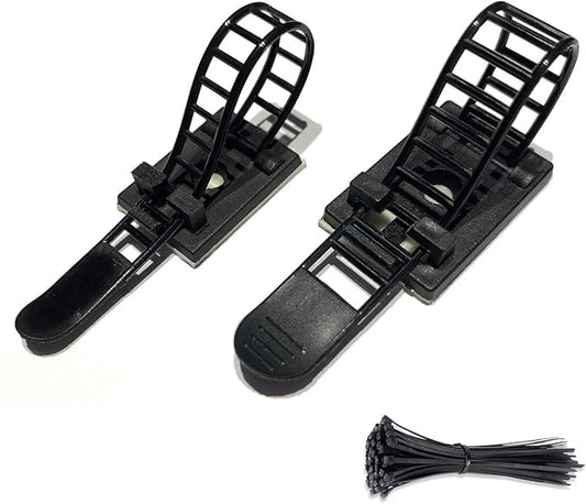 50pcs 2 Sizes Adjustable Adhesive Cable Ties Cable Clips Wire Strap Cord Clamp
