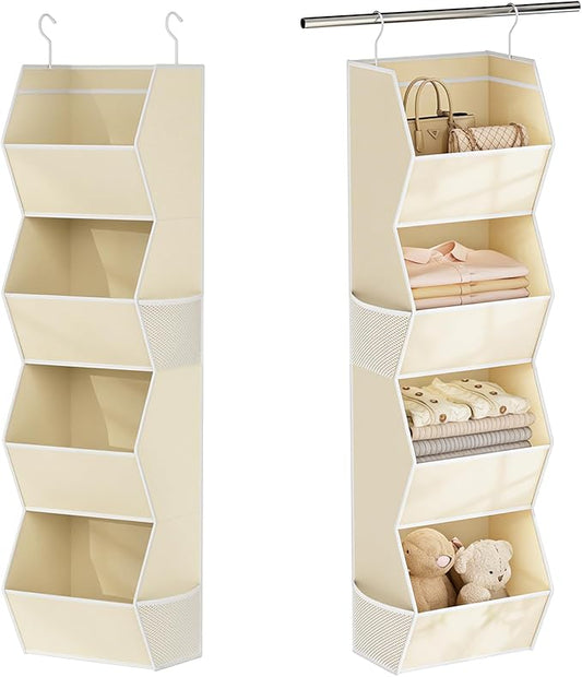 Hanging Closet Organizer 4 Shelf Collapsible Fabric Closet Organizers