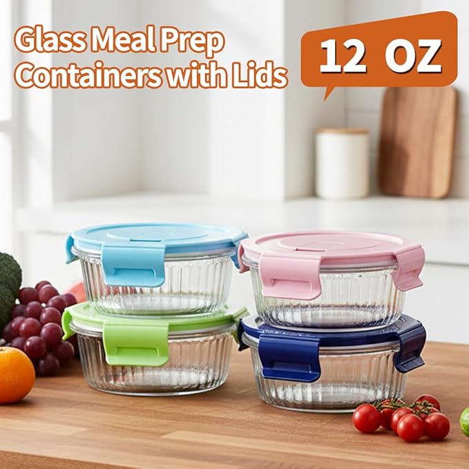 Small Round Glass Food Storage Containers with Lids