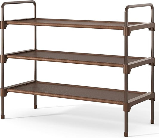 Shoe Rack for Closet, Sturdy and Long-Lasting Shoe Shelf, Brown