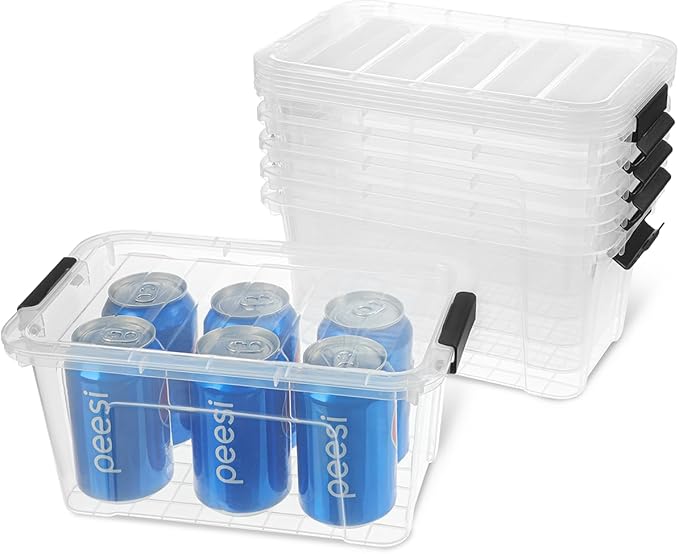 Plastic Storage Bins with Lids 6 Pack, Clear